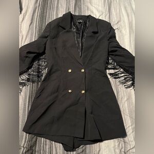 Frilled Blazer Formal Double-Breasted Romper